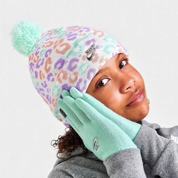 Nike Girl Mint Foam Beanie and Glove Set - Picture 2 of 8